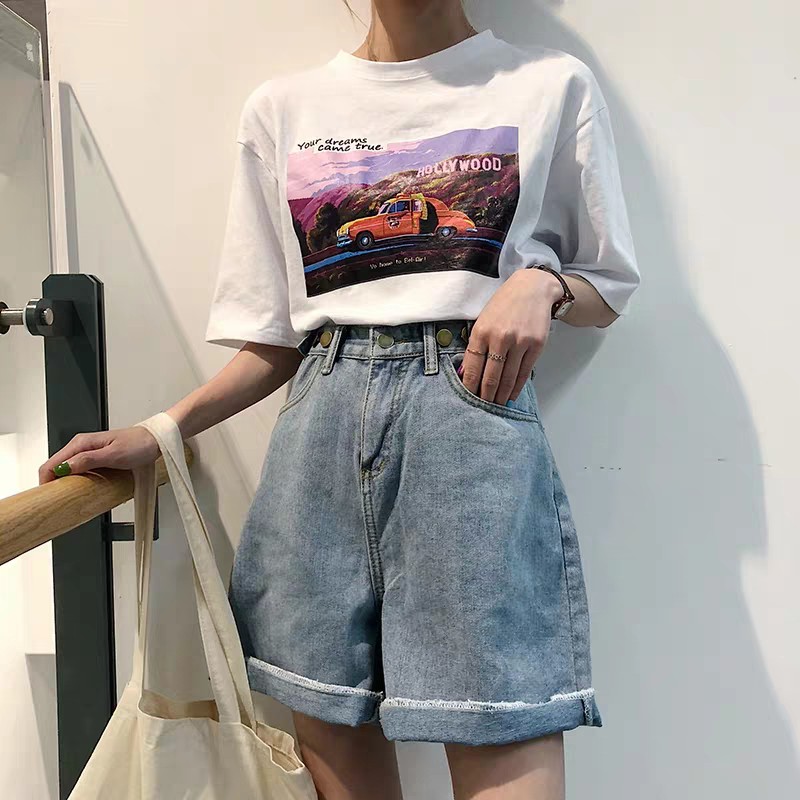 Korean style high waist denim Shorts Women s Fashion Bottoms