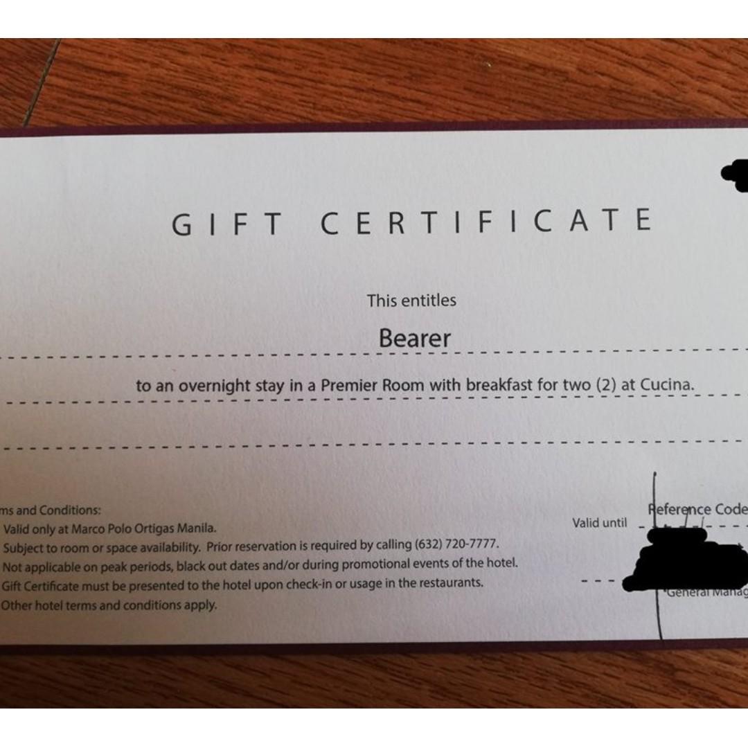 Marco Polo Gift Certificate No Expiration