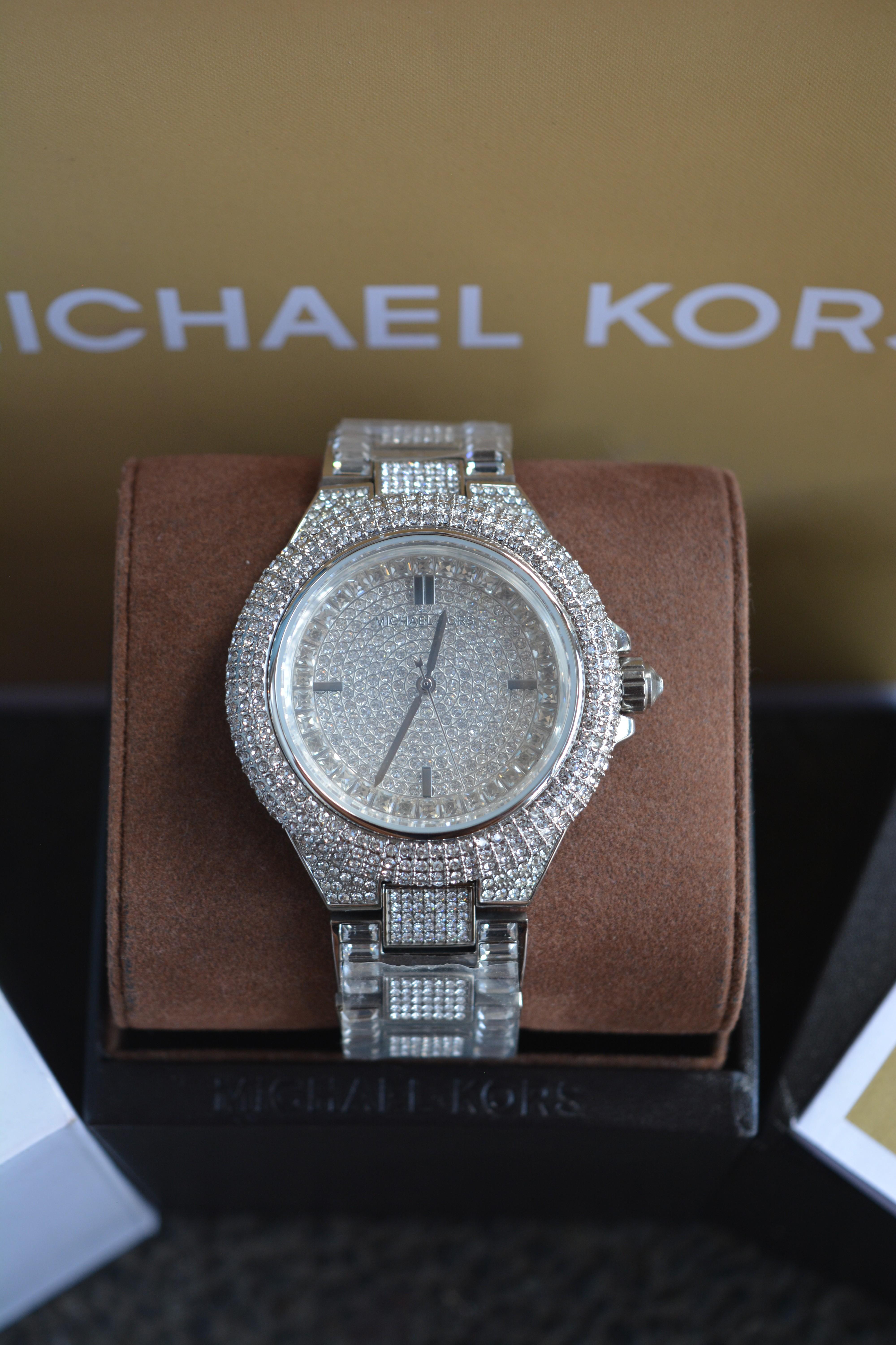 michael kors camille crystal encrusted watch