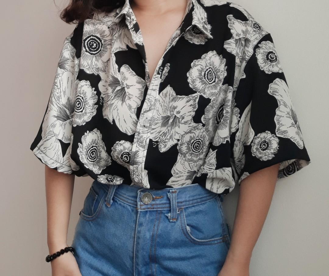 oversized button down polo Women s Fashion Tops Longsleeves on