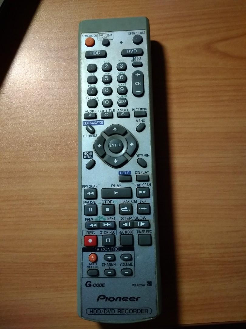 Pioneer HDD/DVD Recorder Remote Control, Audio, Portable Music Players on Carousell