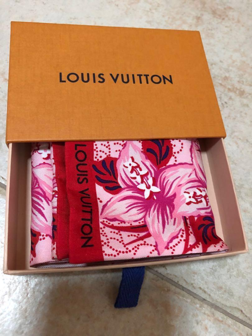 Louis Vuitton Twilly Scarf, Red and Beige, New in Box GA001