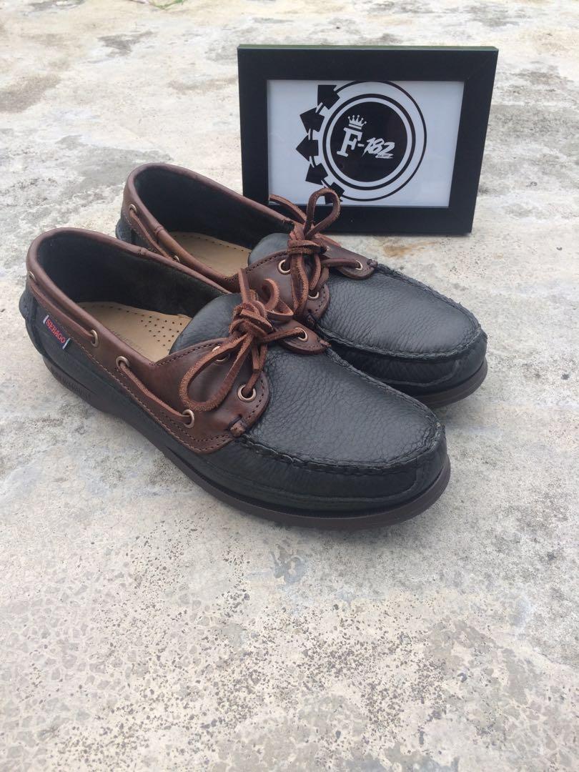 Sebago Schooner Black Brown Leather Slip On Casual Mens Shoes Fesyen Pria Sepatu Sepatu Boot Di Carousell