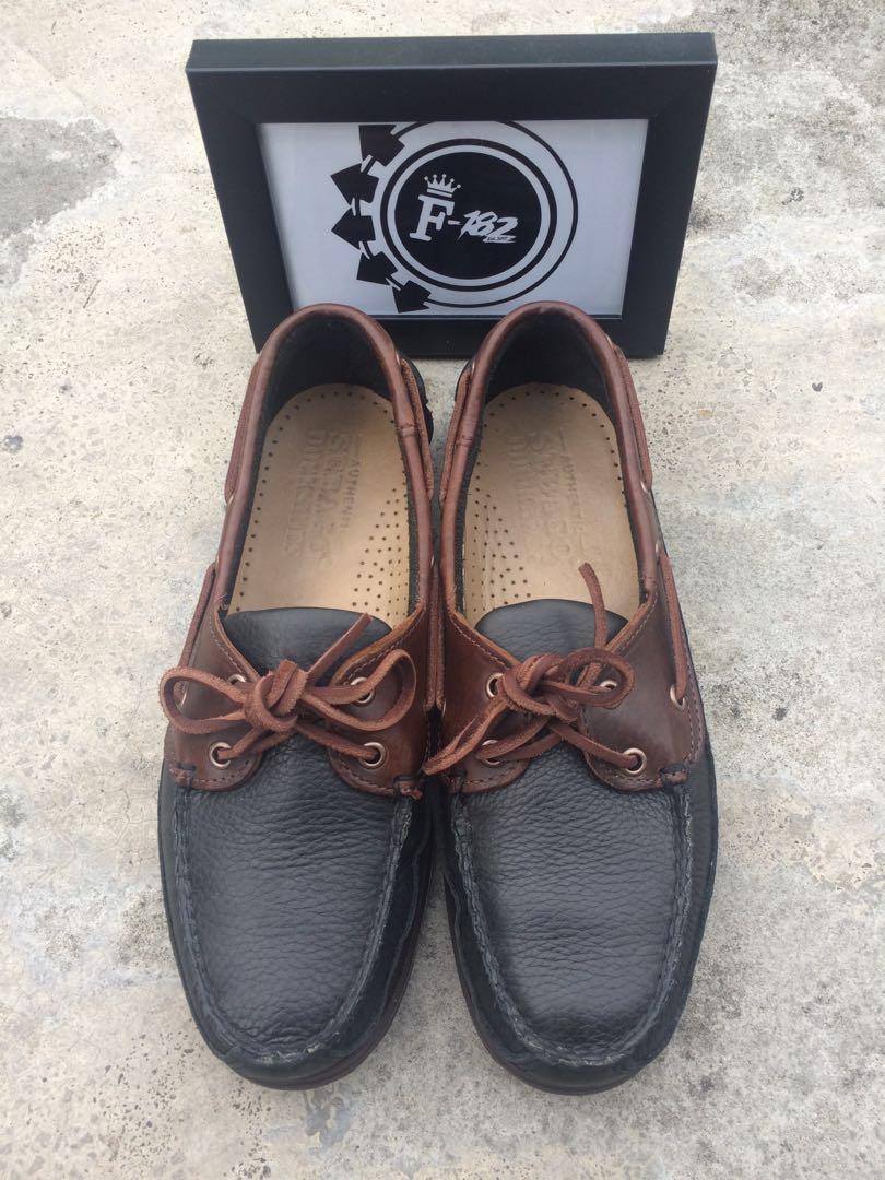 Sebago Schooner Black Brown Leather Slip On Casual Mens Shoes Fesyen Pria Sepatu Sepatu Boot Di Carousell