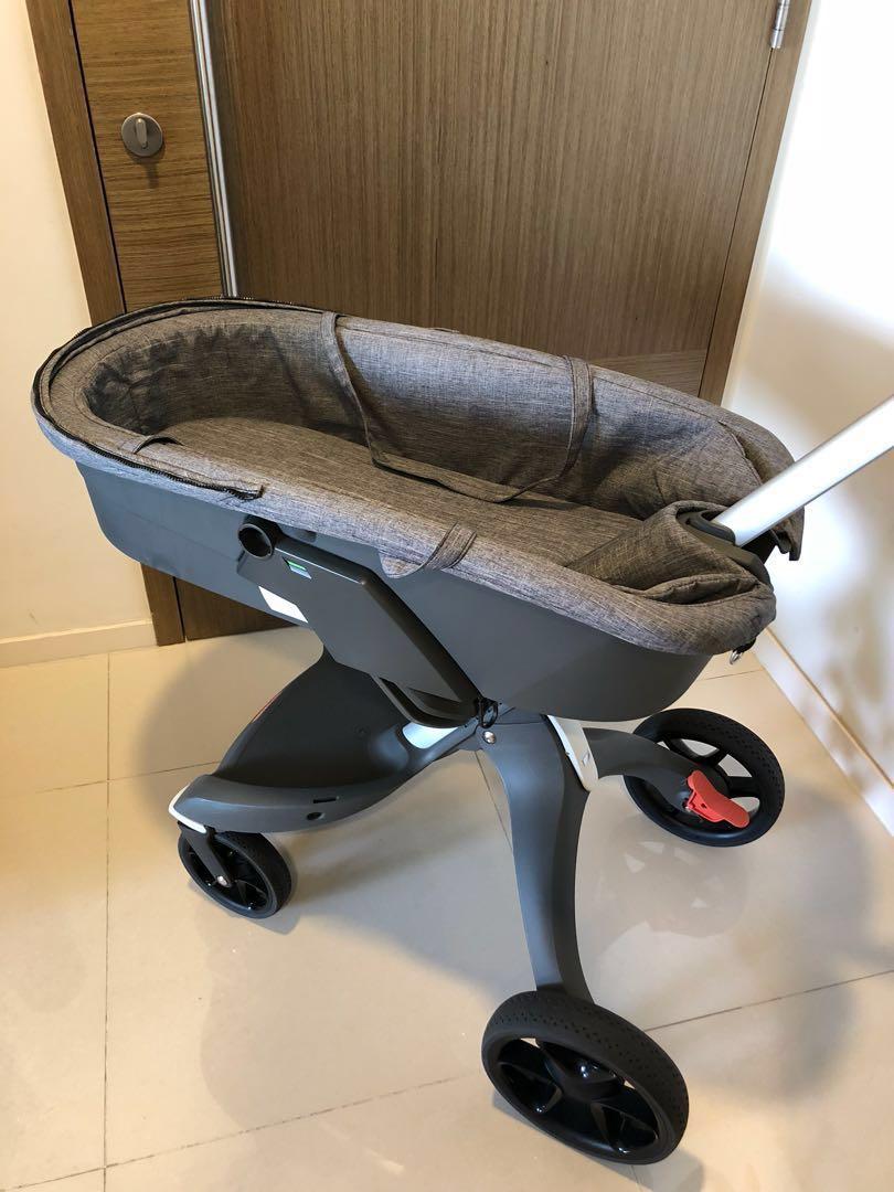 stokke xplory v5 carry cot in black melange babies kids going out strollers on carousell