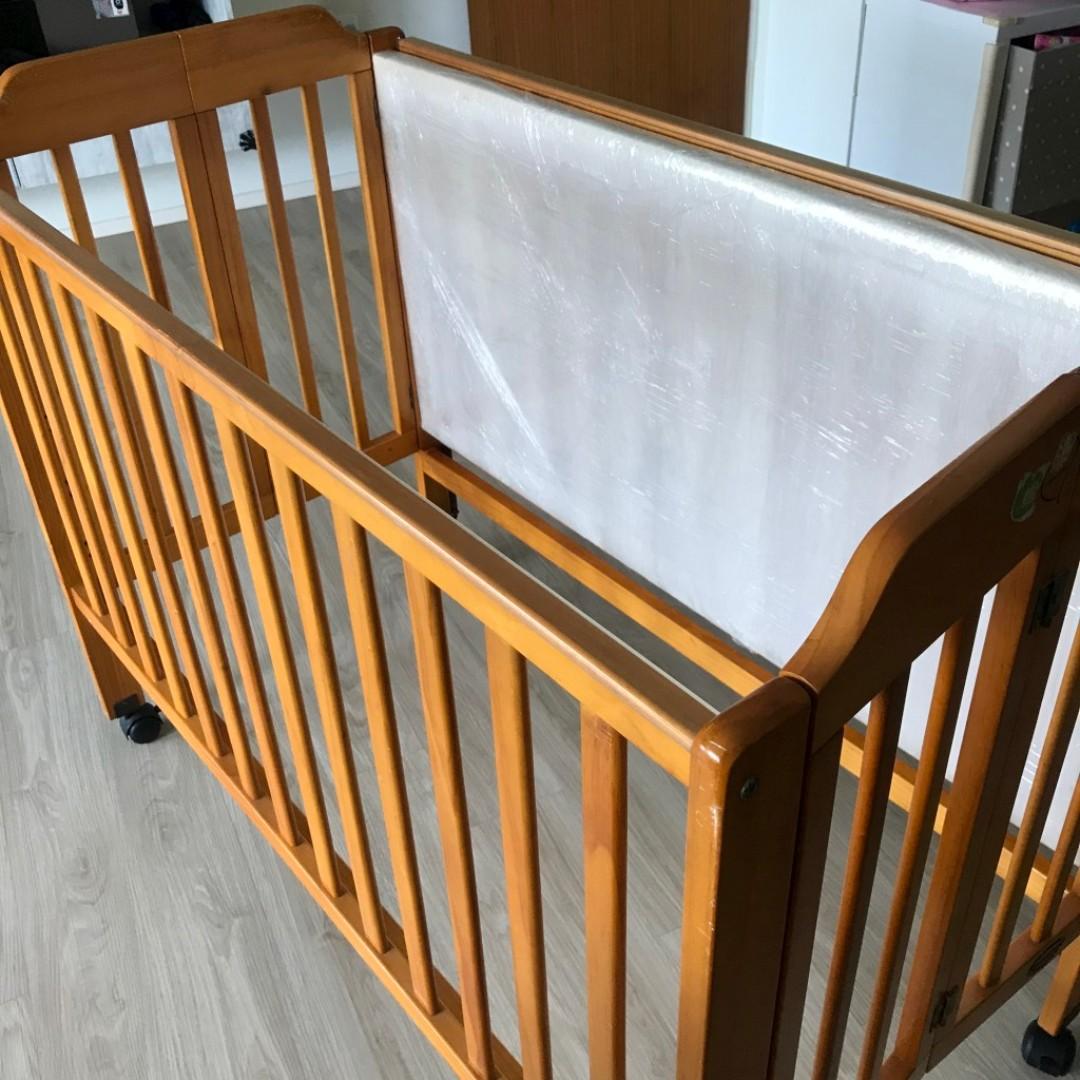 Wooden Foldable Baby Cot Playpen Babies Kids Cots Cribs On