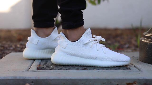 triple white yeezy outfit