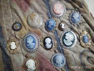 Asstd. Victorian cameo in different sizes and style,pendsnt or necklace