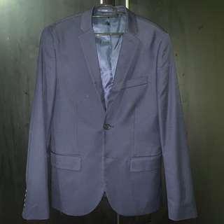H&M skinny fit navy blue suit set