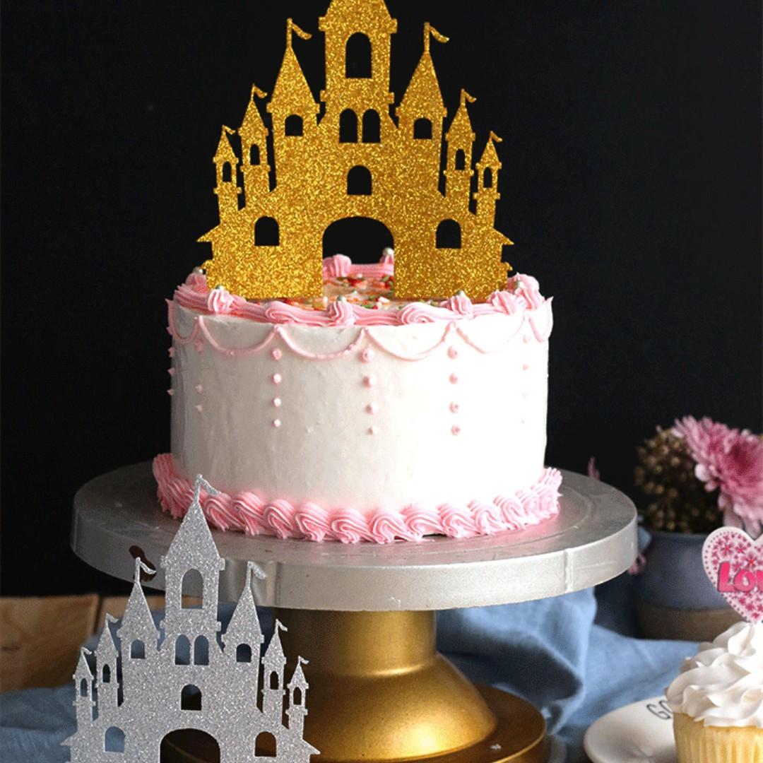 1pc Castle Fairy Tale Cake Topper Food Drinks Baked Goods On