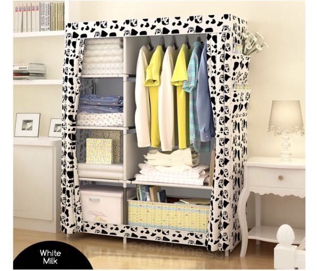 Today Deal Canvas Wardrobe Milky White Furniture Shelves Drawers On Carousell