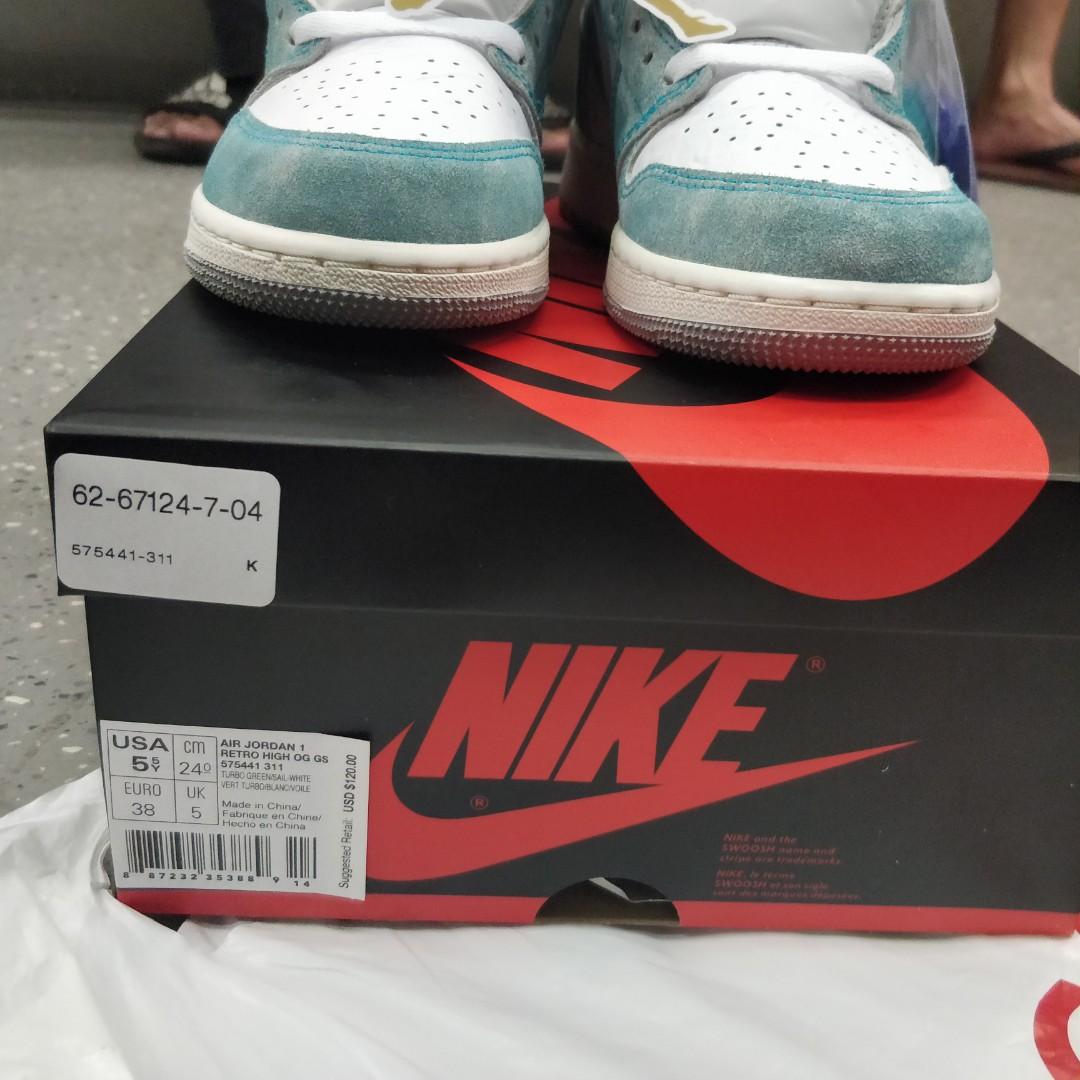 air jordan 1 turbo green GS, Men's Fashion, Footwear, Sneakers on Carousell