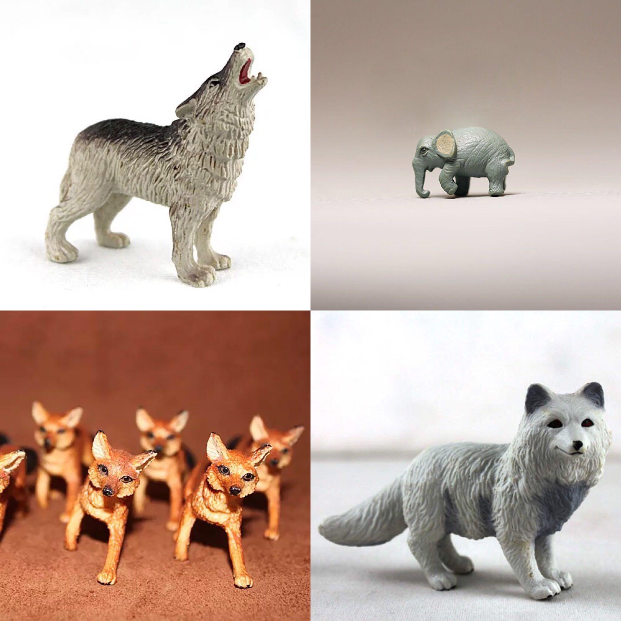 Animal Figurines Jungle Safari Fox Wolf Elephant, Hobbies & Toys