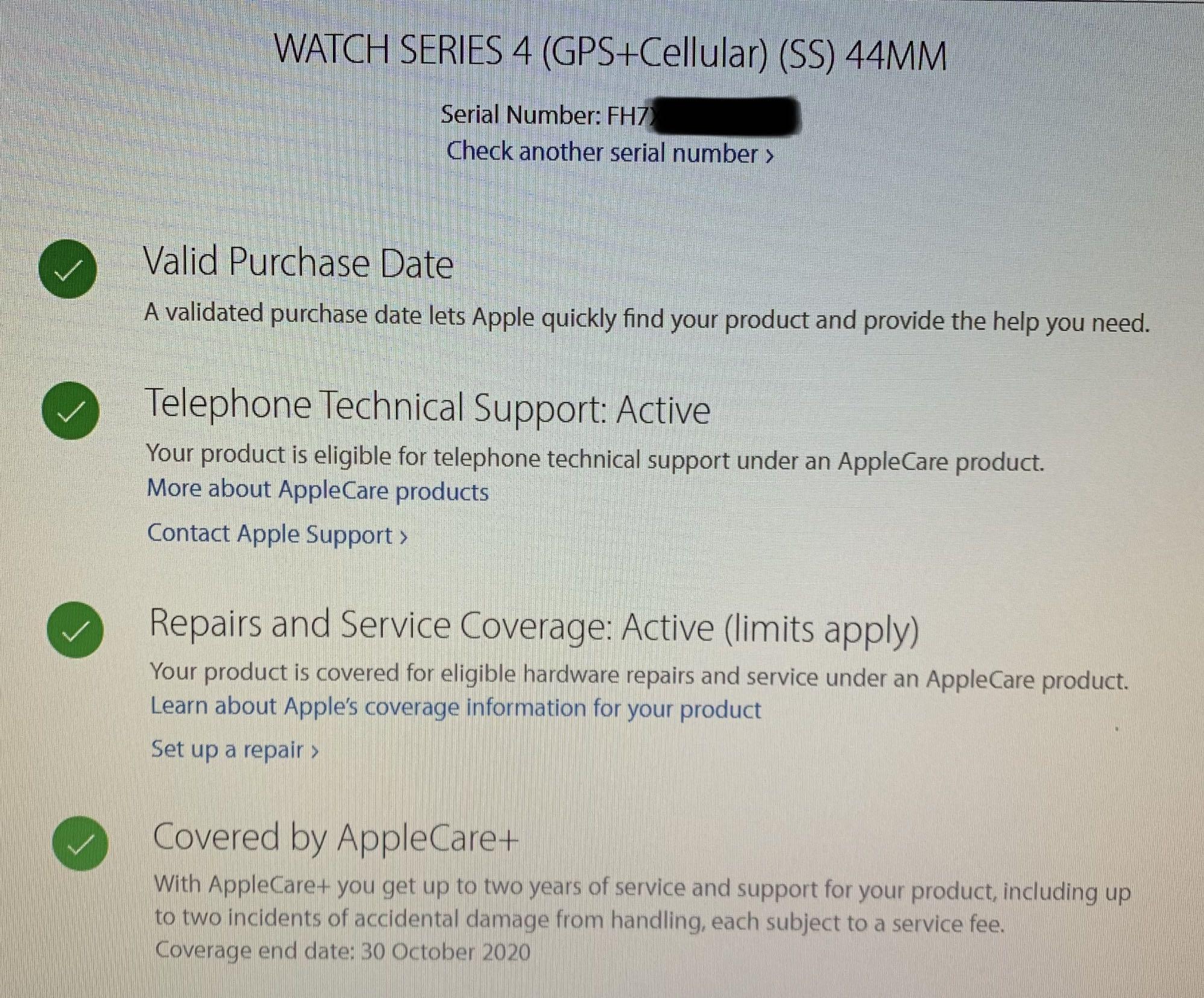 apple watch series 4 service fee