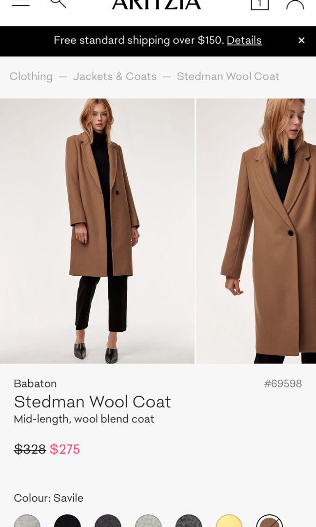 Aritzia stedman wool coat clearance