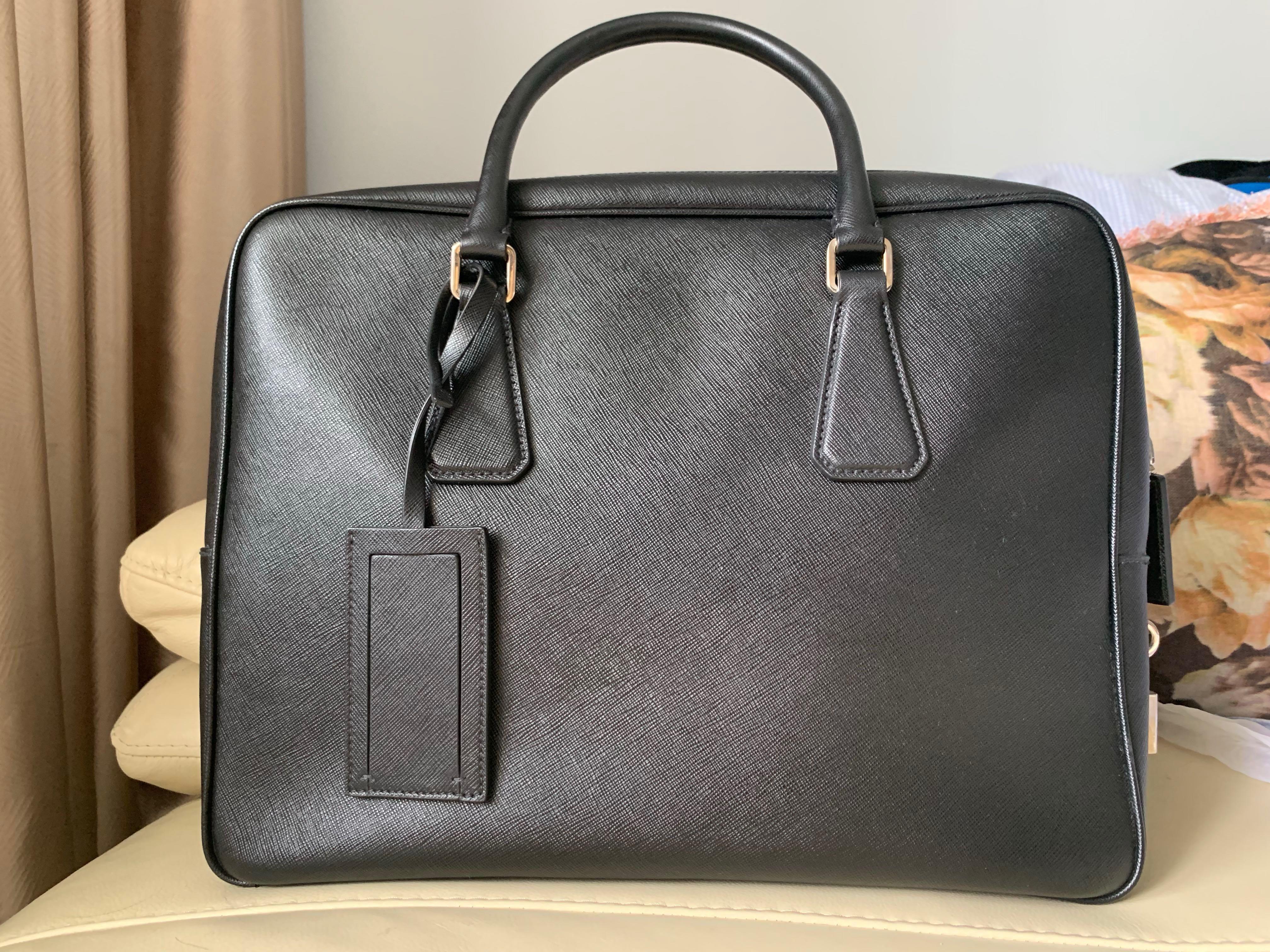 Authentic Prada men briefcase(full leather), Men's Fashion, Bags ...