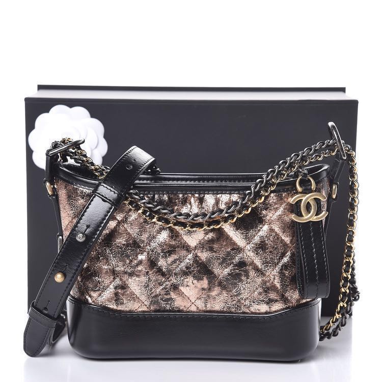 CHANEL Metallic Crumpled Goatskin Quilted Small Gabrielle Hobo Black Rose  Gold, Luxury, Bags & Wallets on Carousell