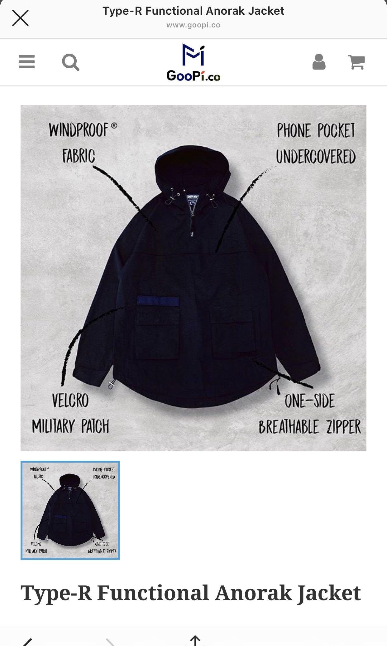 Goopi Type-R functional anorak jacket 衝鋒衣 外套 口袋 工裝 機能 照片瀏覽 3