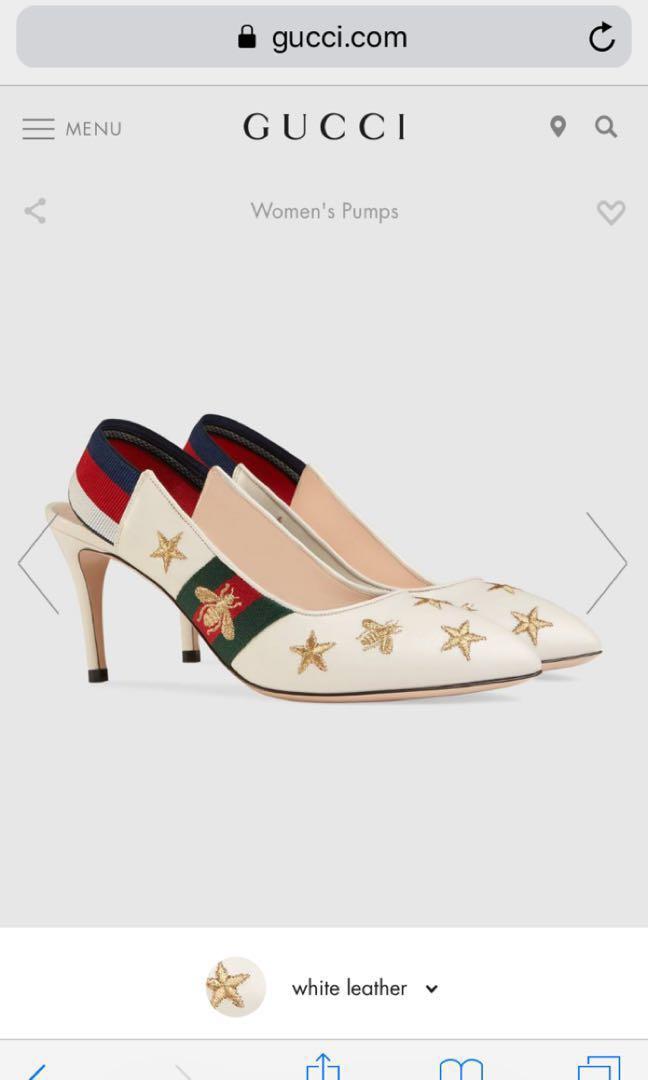 gucci leather web slingback pump