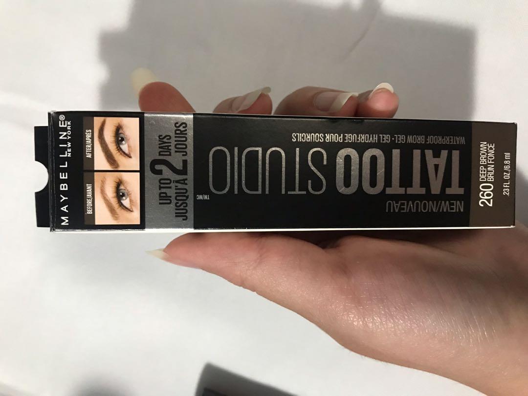 Maybelline Tattoo Studio Brow Gel Shade 260 Deep Brown Kesehatan Kecantikan Rias Wajah Di Carousell
