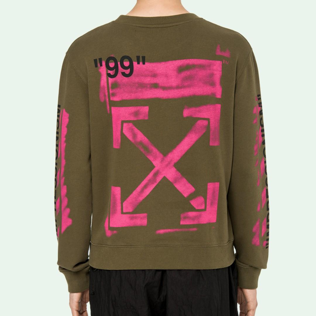 OFF WHITE 19SS Green Diag Stencil Sweatshirt Men s Fashion Tops
