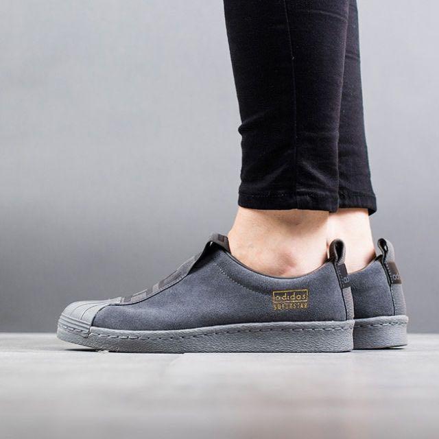 Superstar slip on grey suede sale
