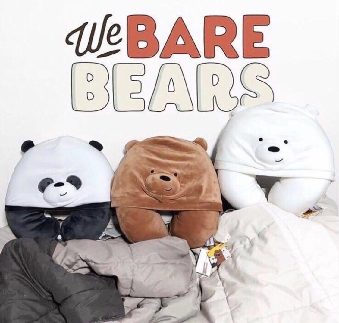 Bnwt Miniso We Bare Bears Only Panda Neck Pillow With Hood Travel Travel Essentials Travel Accessories On Carousell