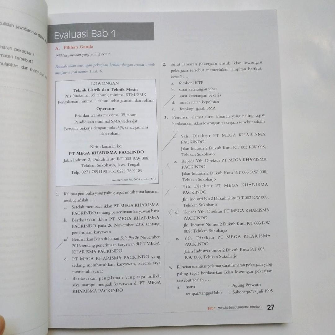 Soal Pilihan Ganda Tentang Surat Lamaran Pekerjaan Dan Jawabannya Contoh Seputar Surat