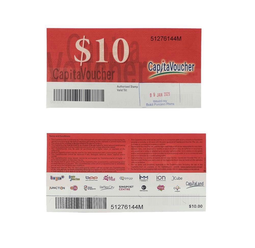 Capitaland Voucher 10 X 2 Capitavoucher Tickets Vouchers Vouchers On Carousell