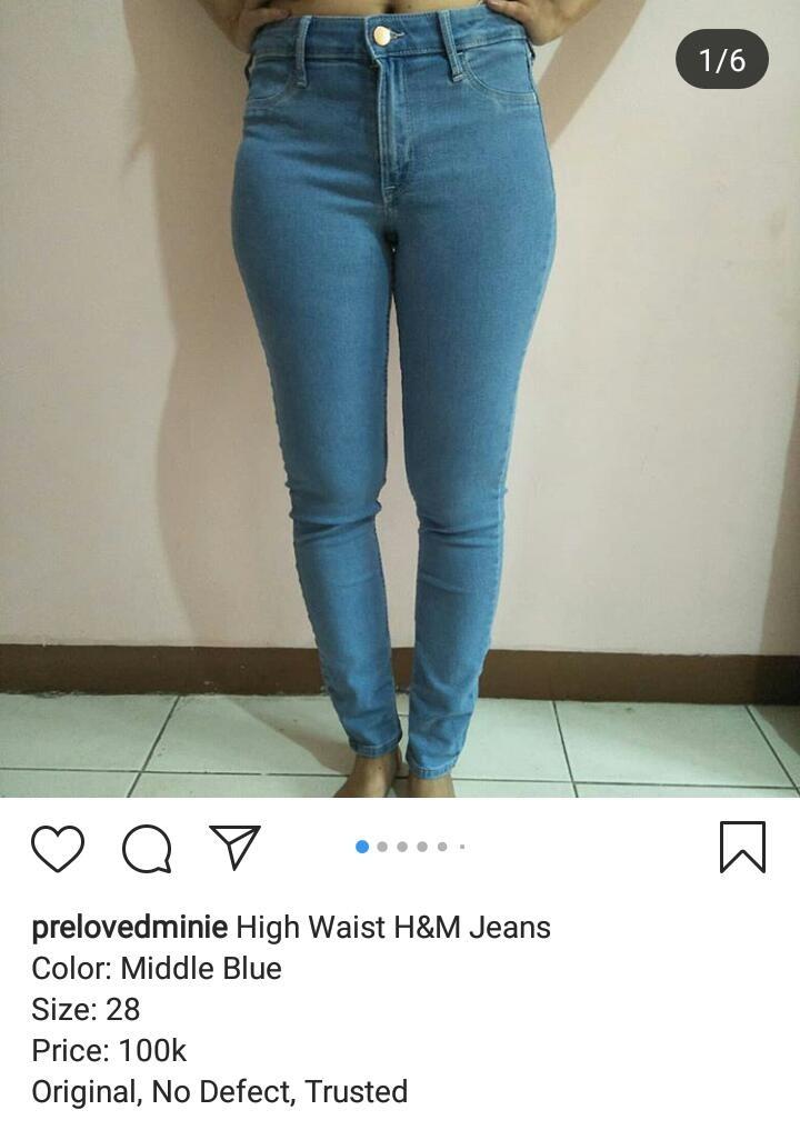 Celana Jeans High Waist H\u0026M Uk 28 