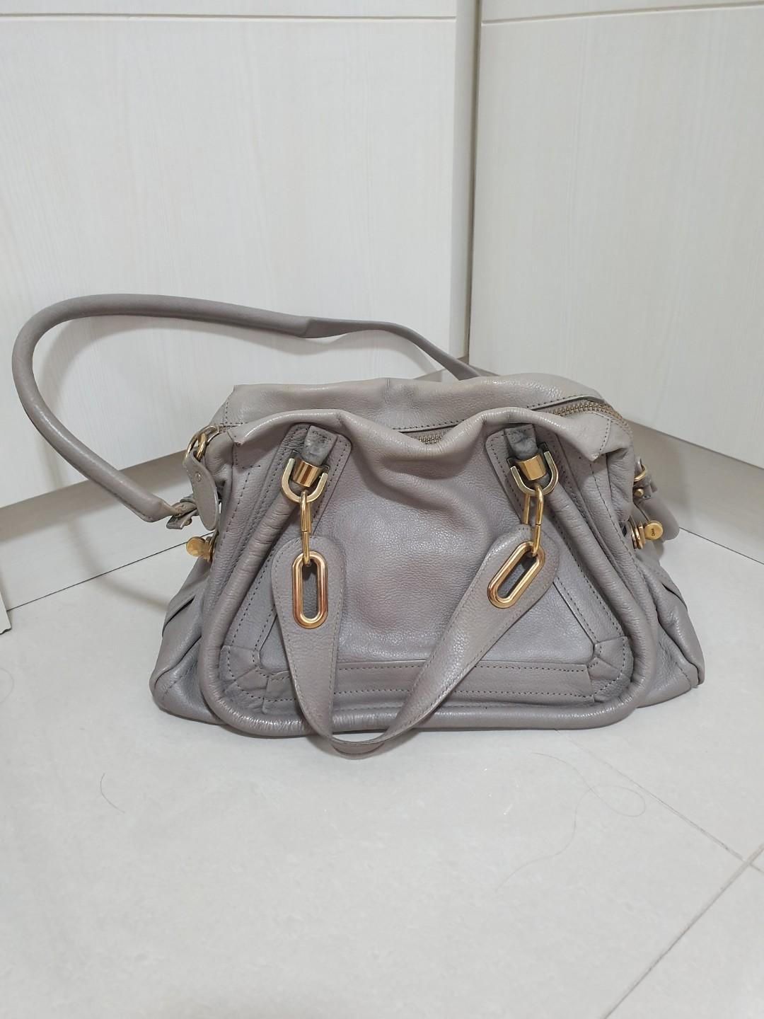 Chloe paraty medium gray shoulder bag gold hardware