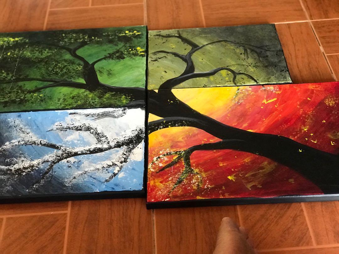 Four Canvas Painting Design Craft Artwork On Carousell