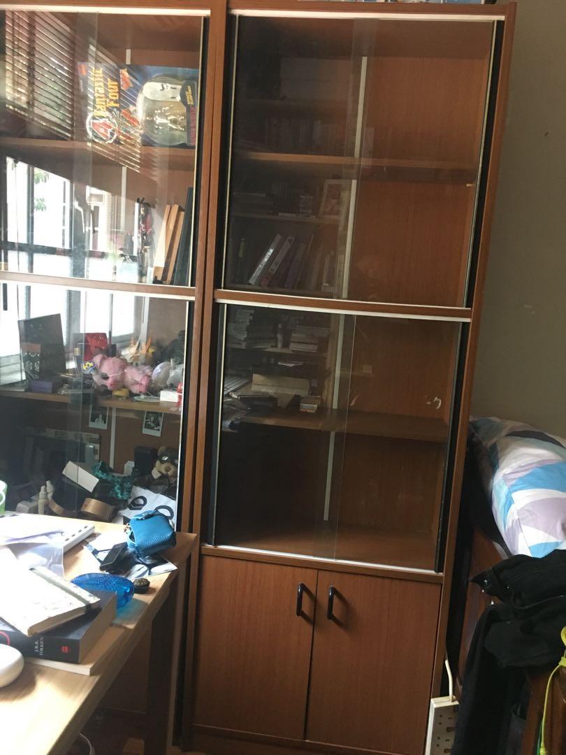 Free Wooden Display Cabinet With Glass Panels Furniture Shelves Drawers On Carousell