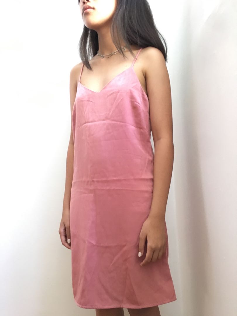 h&m pink silk dress