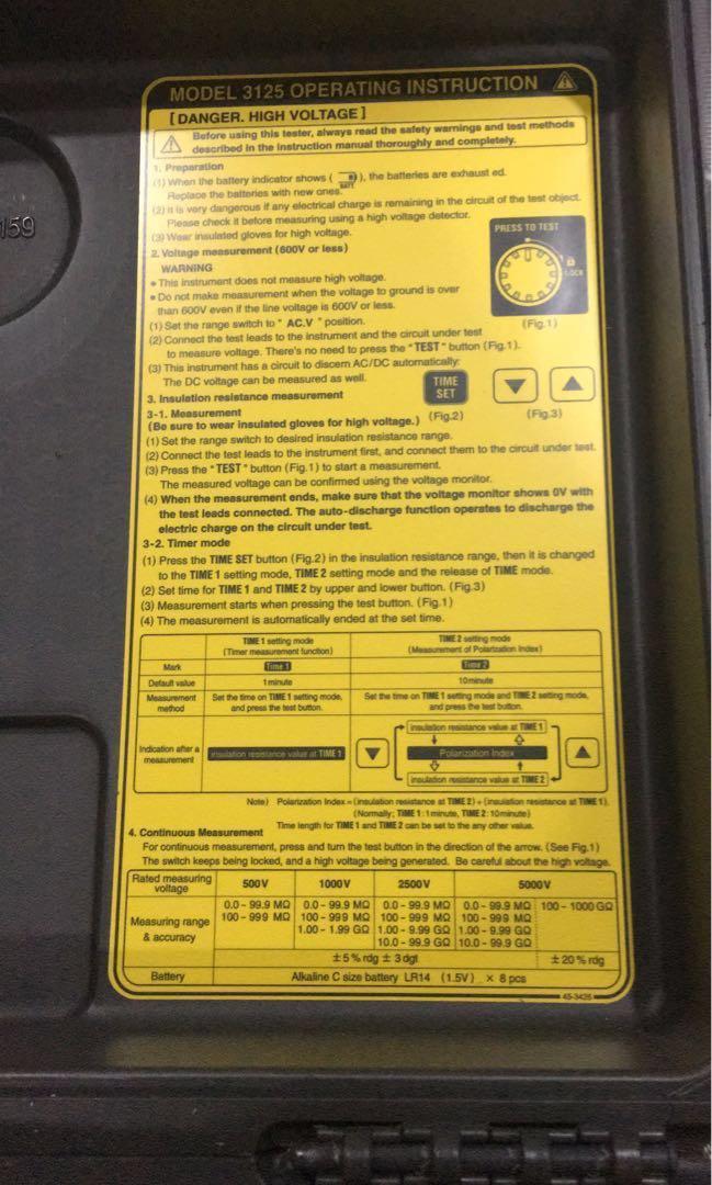 Kyoritsu high voltage insulation tester. Model 3125.. , Furniture
