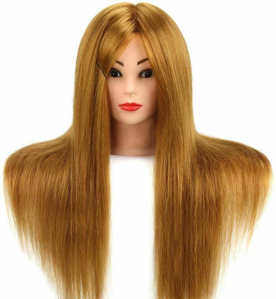 24'' 60% Real Human Hair Mannequin Head for Hair Training Styling  Professional Hairdressing Cosmetology Dolls Head for Hairstyles