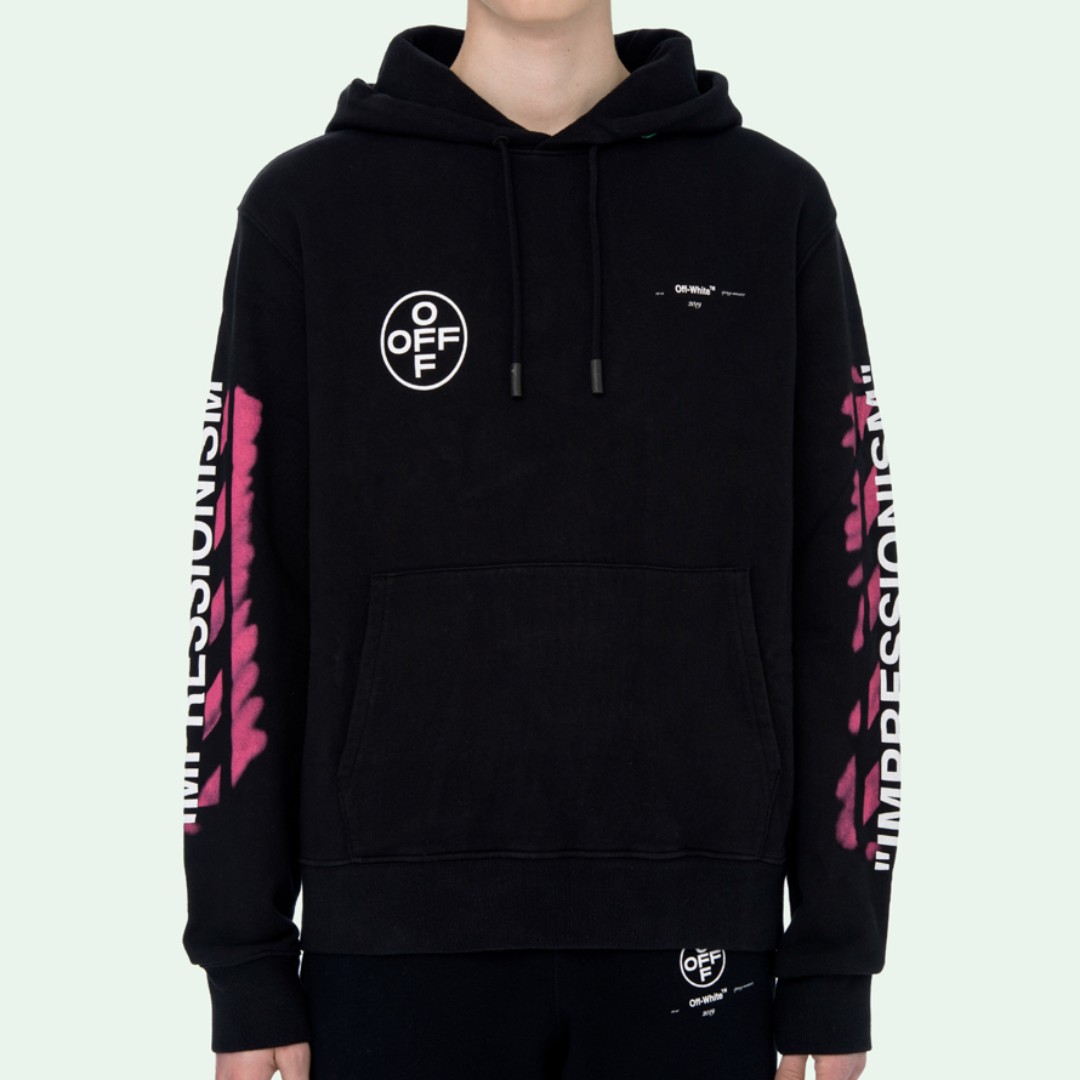 OFF WHITE 19SS Black Diag Stencil Hoodie Men s Fashion Tops