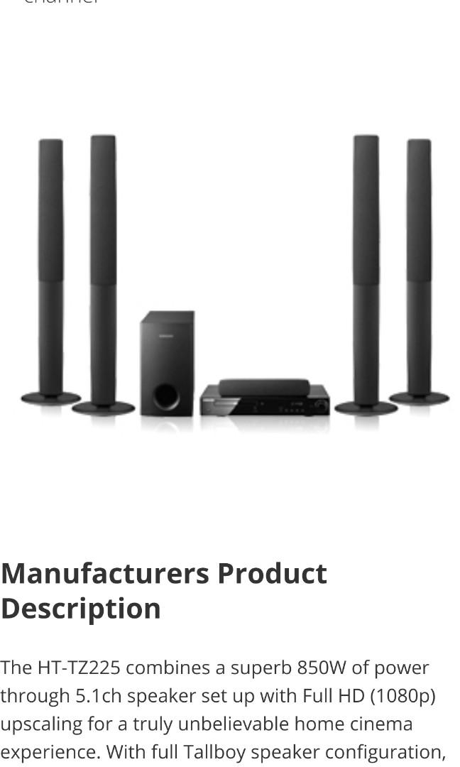 SAMSUNG HTTZ225 5.1 Home Theater Speakers set, Audio, Soundbars