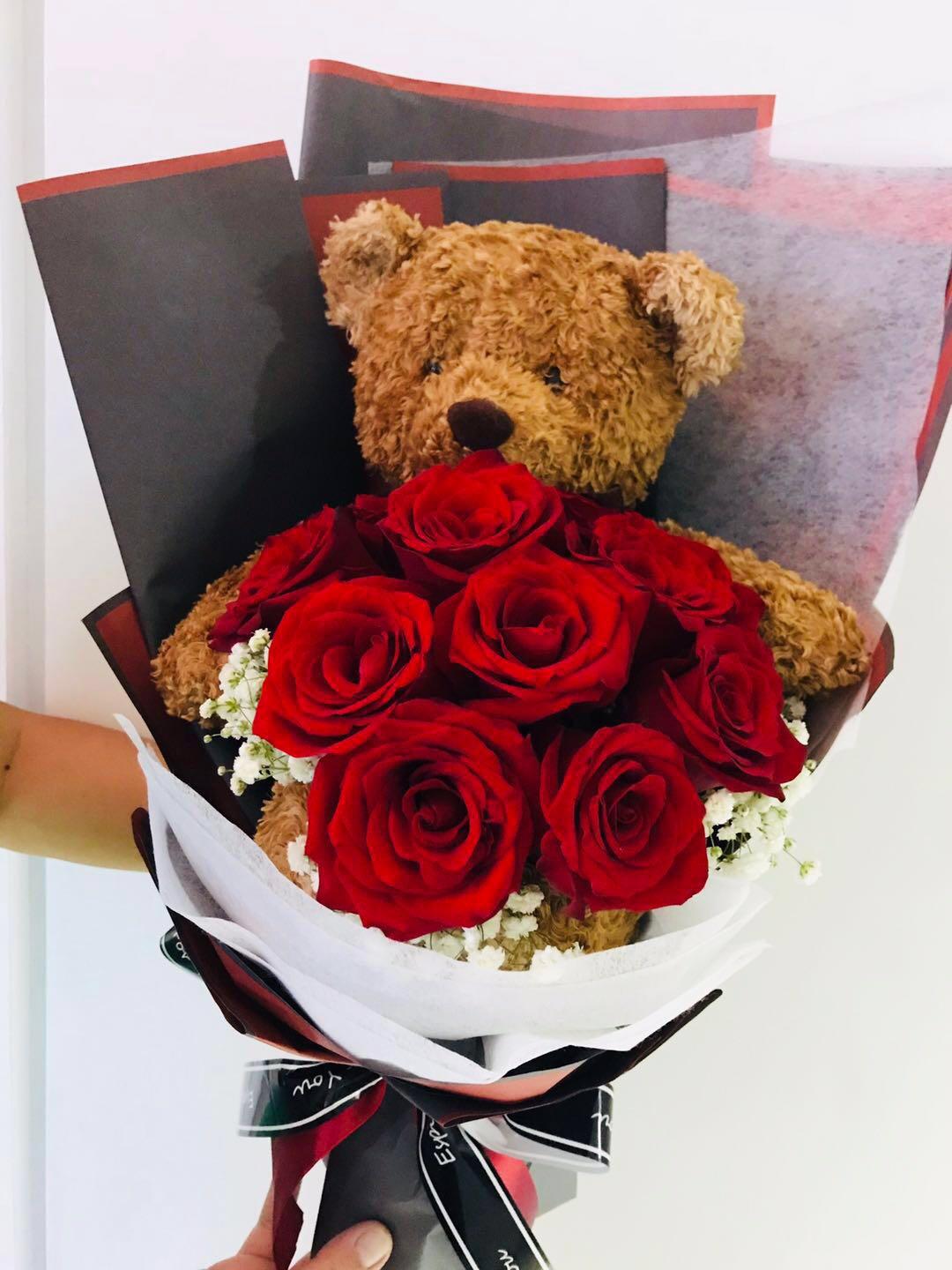 Bear rose bouquet sale