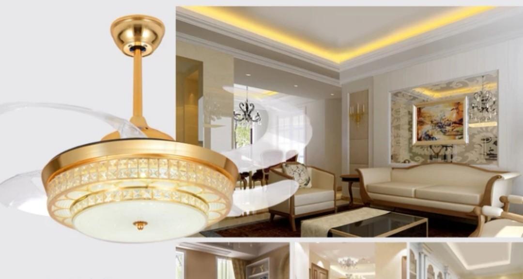Victorian Classic Style Gold Color Led Ceiling Fan Light