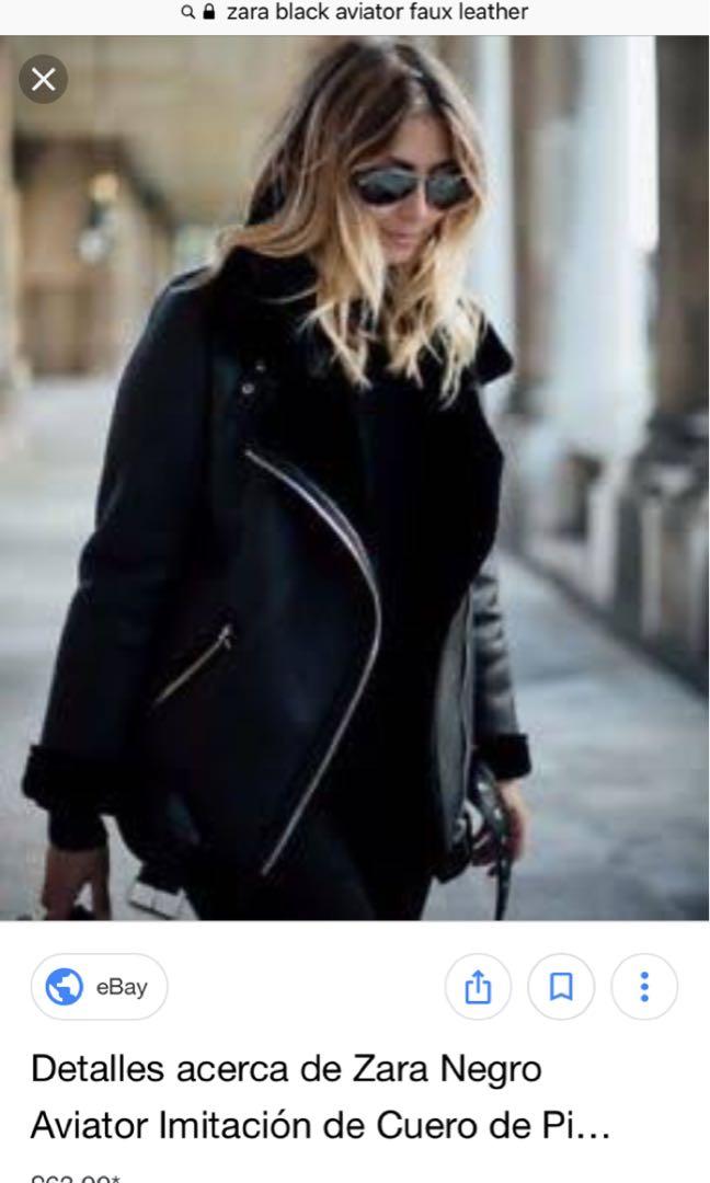 Zara Black Aviator Faux Leather Jacket Women S Fashion