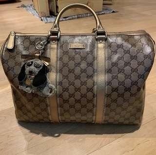 Gucci Vintage Web Boston Bag Satchel Small in Black, Luxury, Bags & Wallets  on Carousell