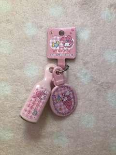 My Melody Keychain with real mini mirror and hairbrush