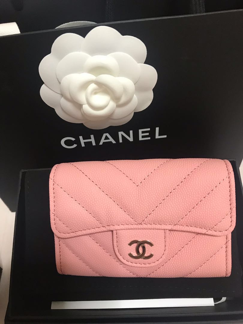 chanel chevron card holder