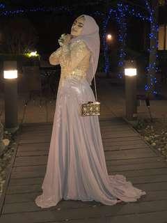 Beautiful lilac and gold prom dress