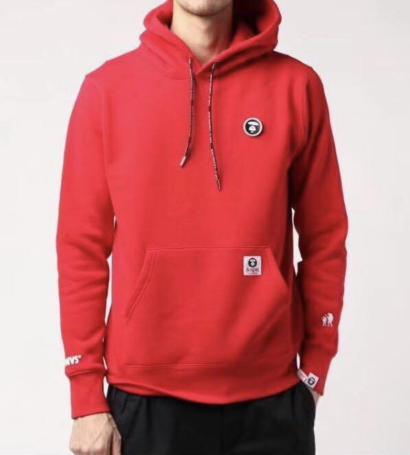 aape red hoodie
