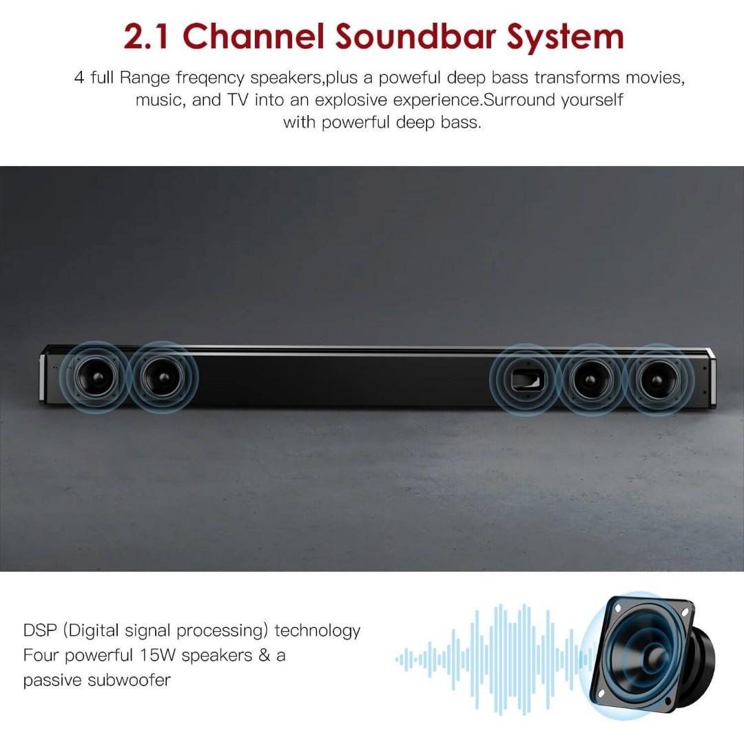 Abox soundbar for tv 34 inch 120w 2.1 shop channel speaker