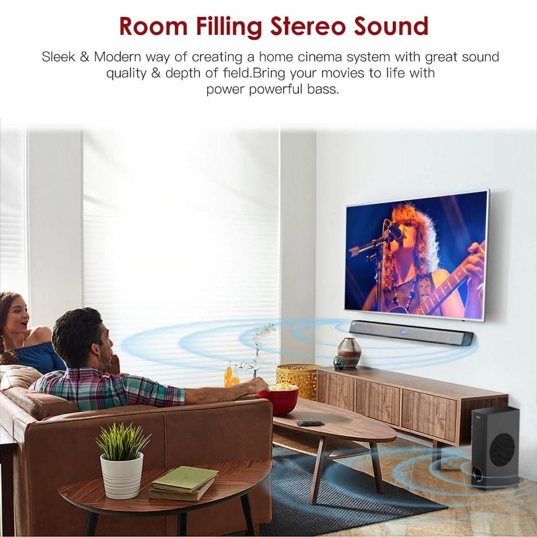 Abox soundbar for tv 34 inch 120w 2.1 channel speaker 2025