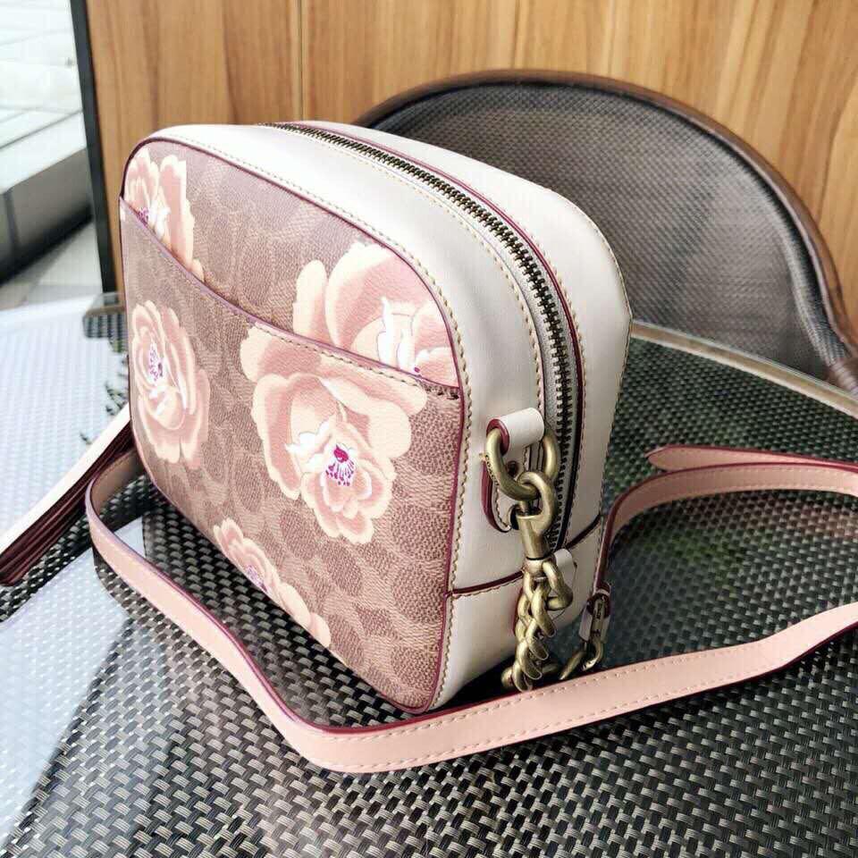 Coach rose print camera bag sales