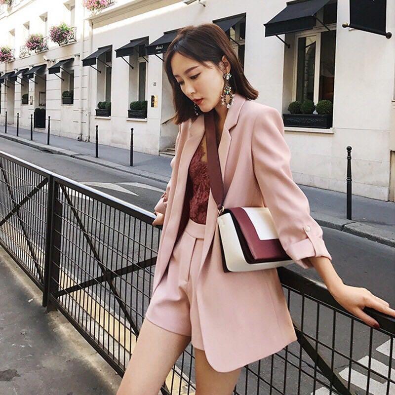 Blush pink / light pink blazer coat shorts set, Women's Fashion, Coats,  Jackets and Outerwear on Carousell
